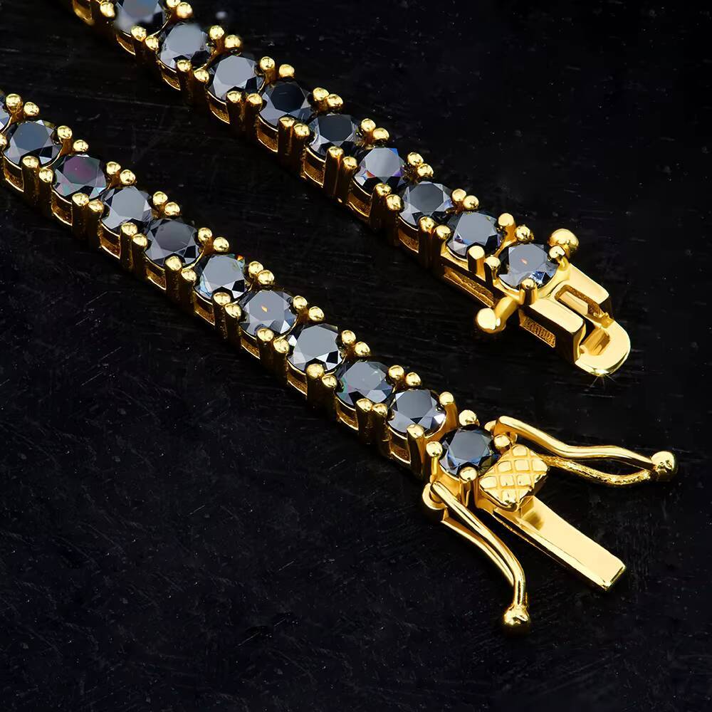 Black Color Round Moisssanite Tennis Bracelet 925 Silver