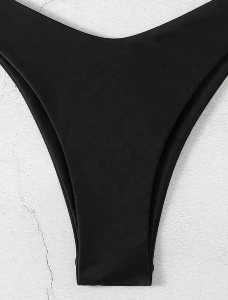 Bikini Set Women Sexy Simple Solid WhiteBlackCoffee Halter Swimsuit Lace Up Brazilian Beach Bathing Suit 251231