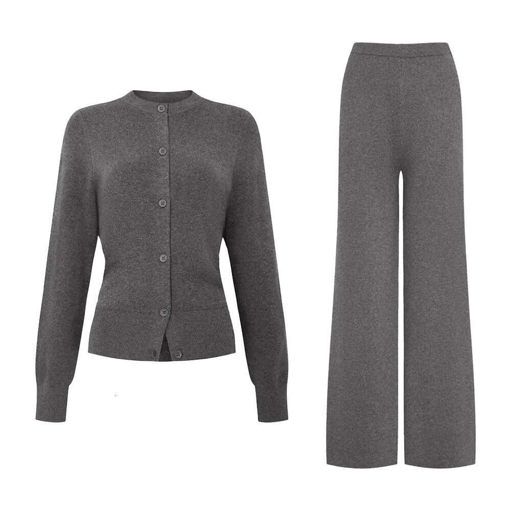 Cardigan Sleeve Long Pants Design Knitted 2026 Spring and Winter New Style casual Solid Color Sweater Suit