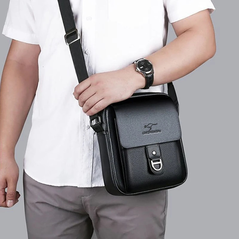 Mens Multi-Color Leather Crossbody Bag Versatile Casual Multi-Compartment Daily Commuting Stylish Practical 251230