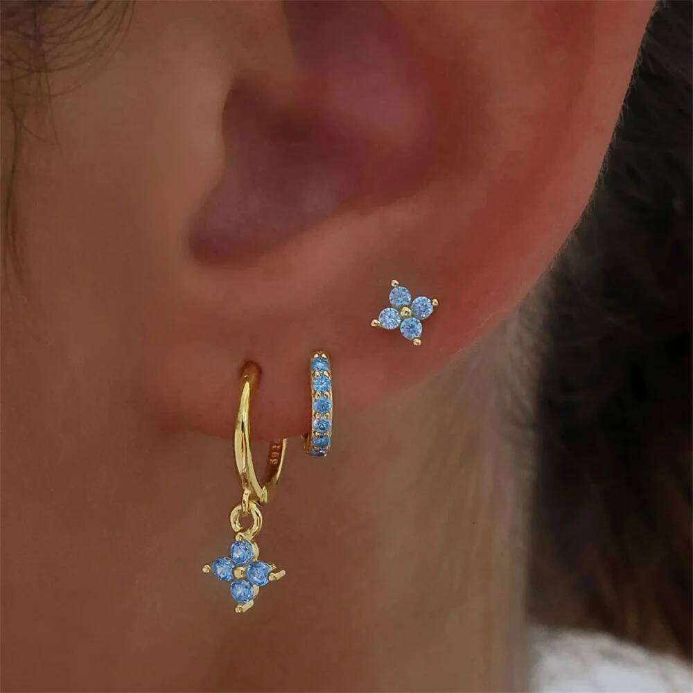 Aide 1 Set Horse Eye Crown Simple 925 Sterling Silver Stud For Women Water-Drop Shiny Zircon Earring Fine Jewelry