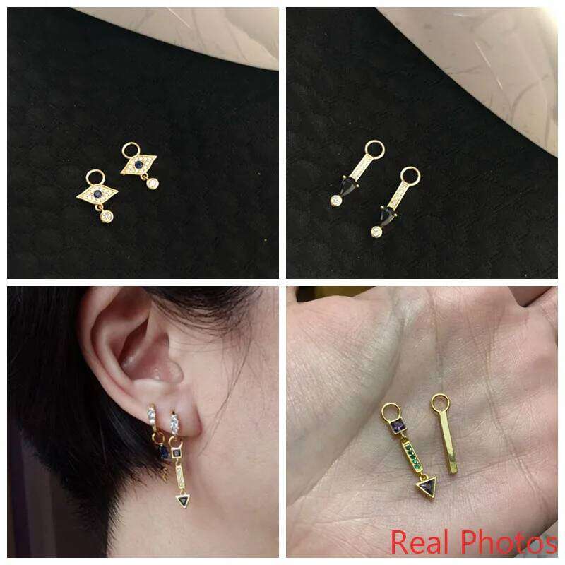 Aide 925 Sterling Silver Charms Colorful Olive Green Water Drop Pendants For DIY Earrings Making Jewelry Accessories