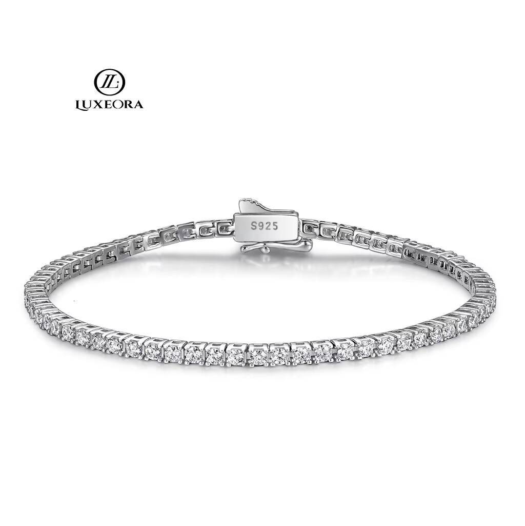 Shinny D VVS Moissanite Diamond Iced Hip Hop Bracelet Rhodium Plated 2mm-5mm LAB Tennis Bracelet for Gift or Party