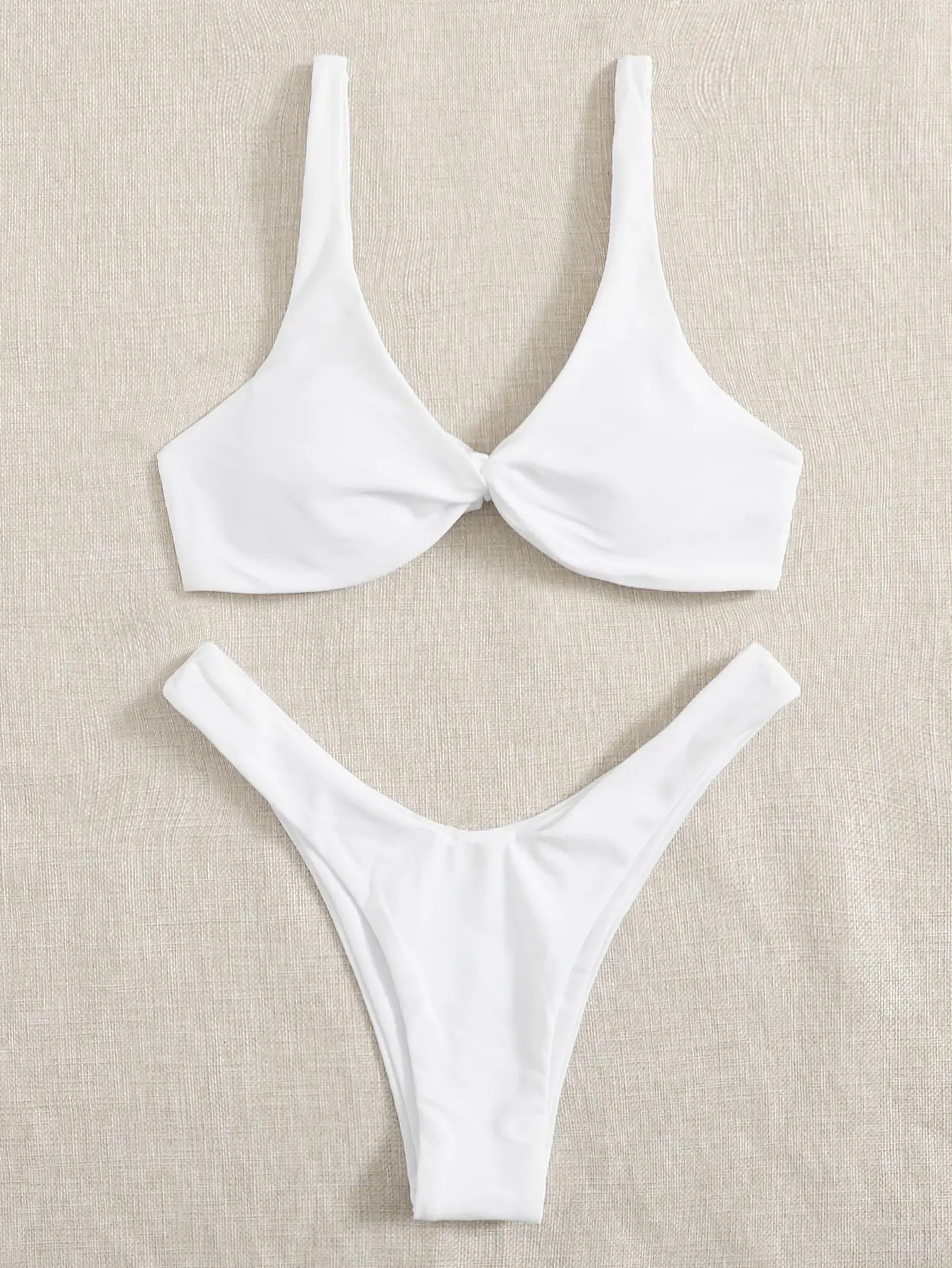 ZTVitality Solid Tie Sexy Bikini Padded Bra High Leg Bandage Push Up Set Brazilian Swimsuit Women Swimwear 251231