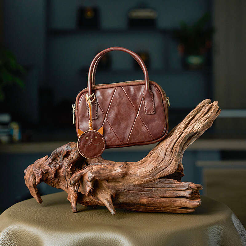 Luxury Shoulder Genuine Leather Handmade Bowling For Women New Retro Style Crossbody Tanned Cowhide Versatile Handheld Pillow Bag SENYY