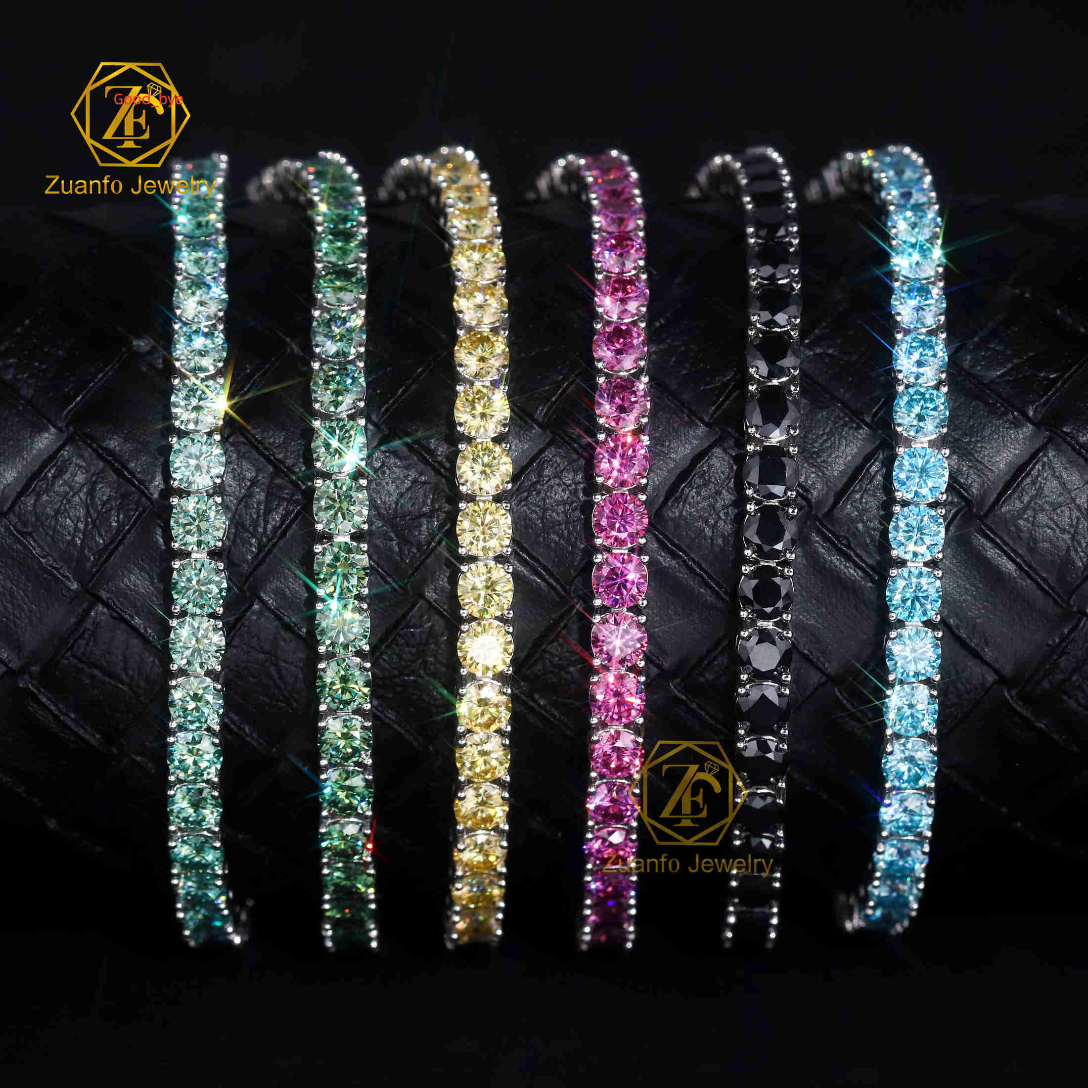 High Quality New Style Shiny Diamond 3mm Rainbow Color Sterling Silver Tennis Moissanite Bracelet Fashion Jewelry