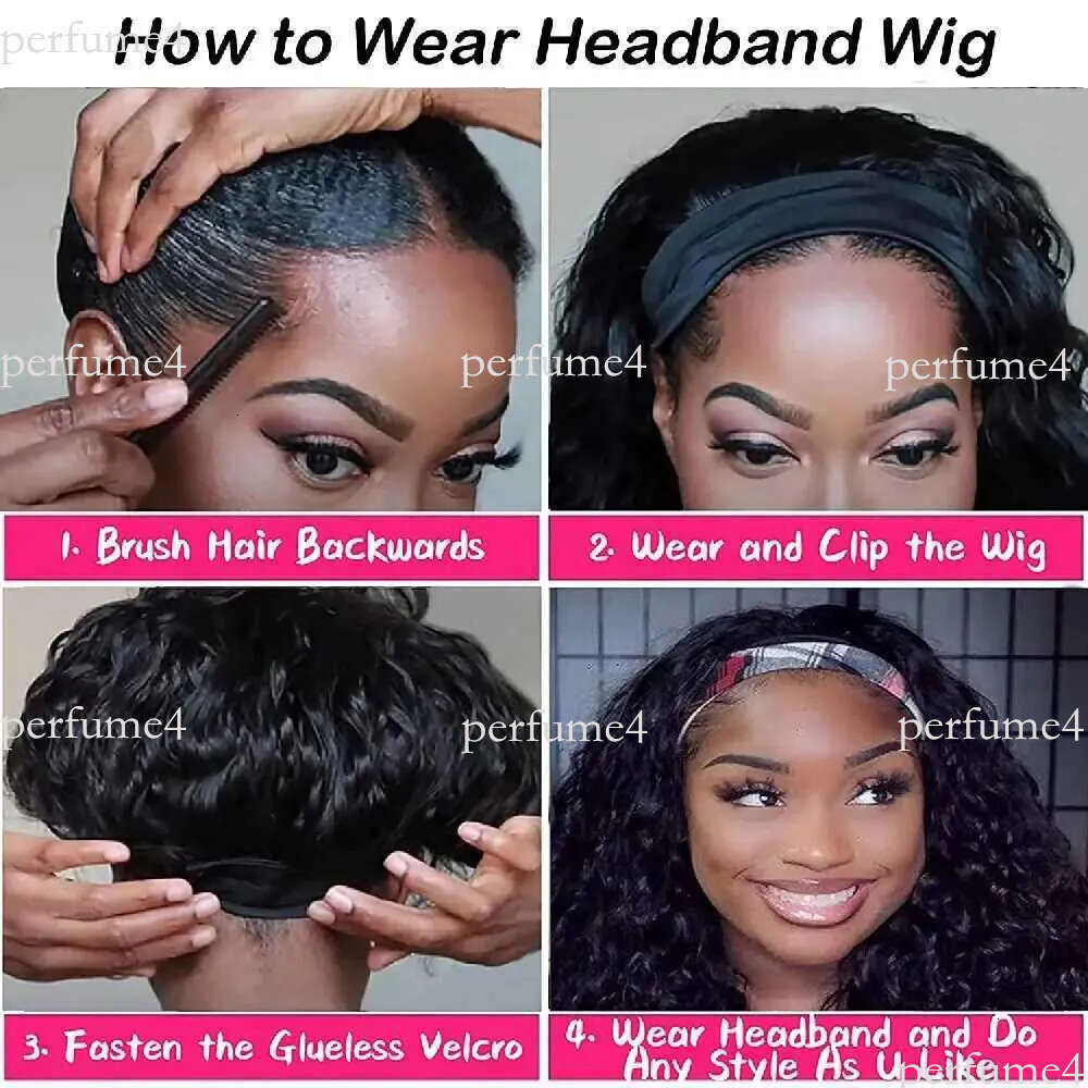 8 40 inches Body Wave Headband Wig Bone Full Machine Made Easy to Go 200 Density Human Hair Wigs W251107