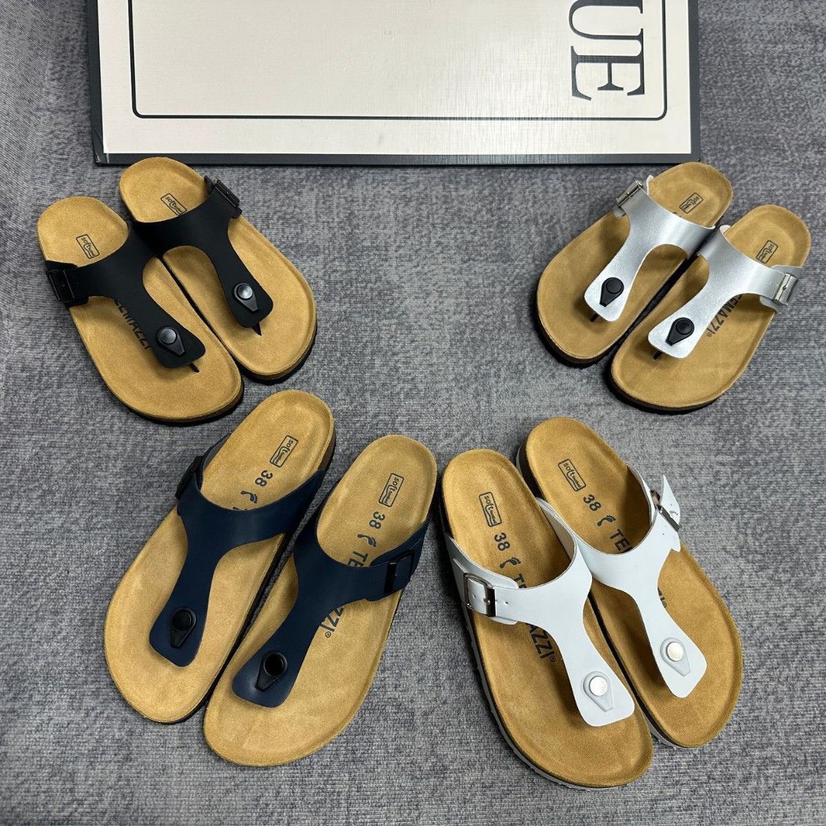 TEEMAZZI Free shipping flat slippers for womens mens slippers white sliver black blue Fashionable versatile wood sole open toe sandals for outdoor wea