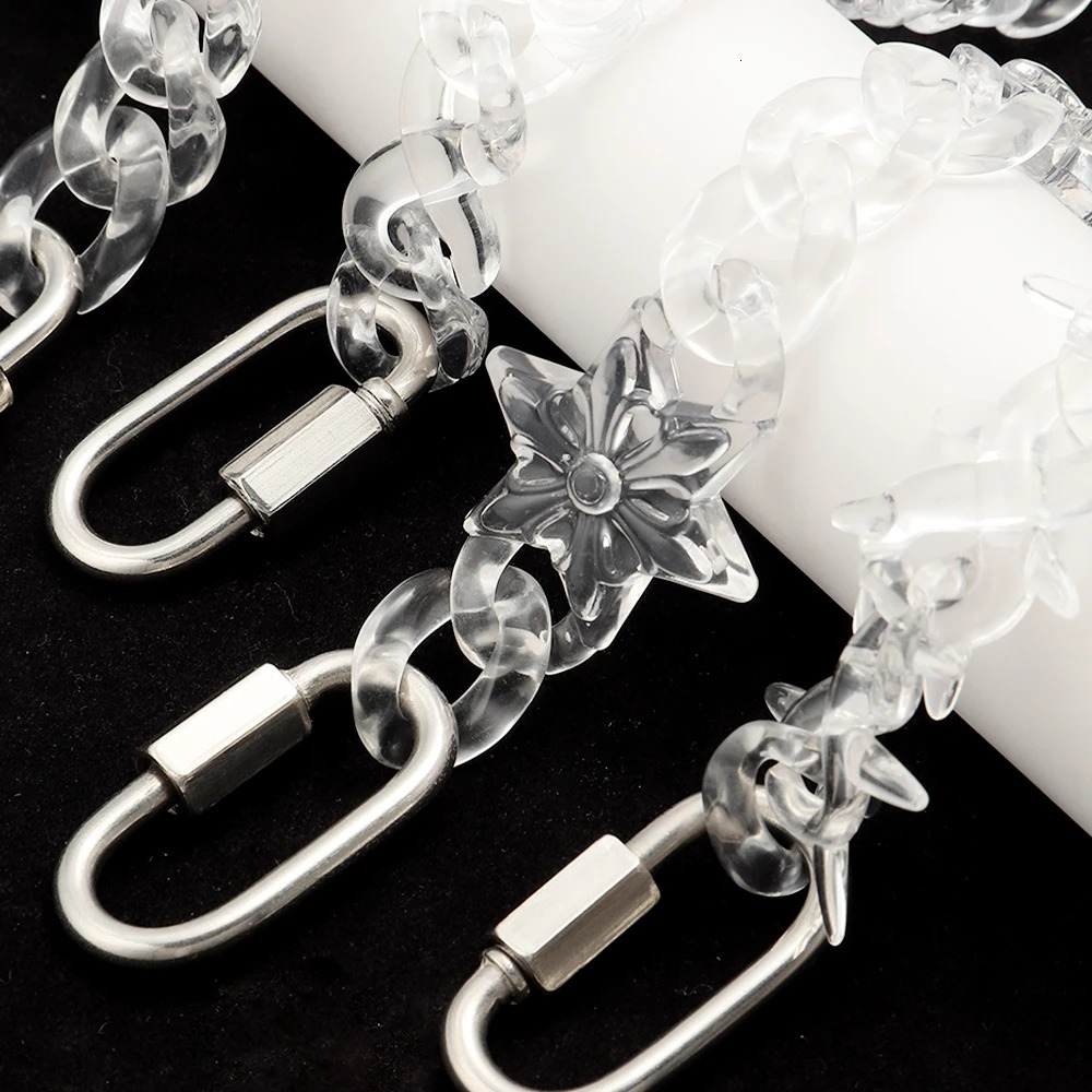 Hiphop Acrylic Transparent Cuban Chain Heart Angel Big Pendant Necklace Resin Thorns Spike Chain Large Necklaces for Men Jewelry 251230