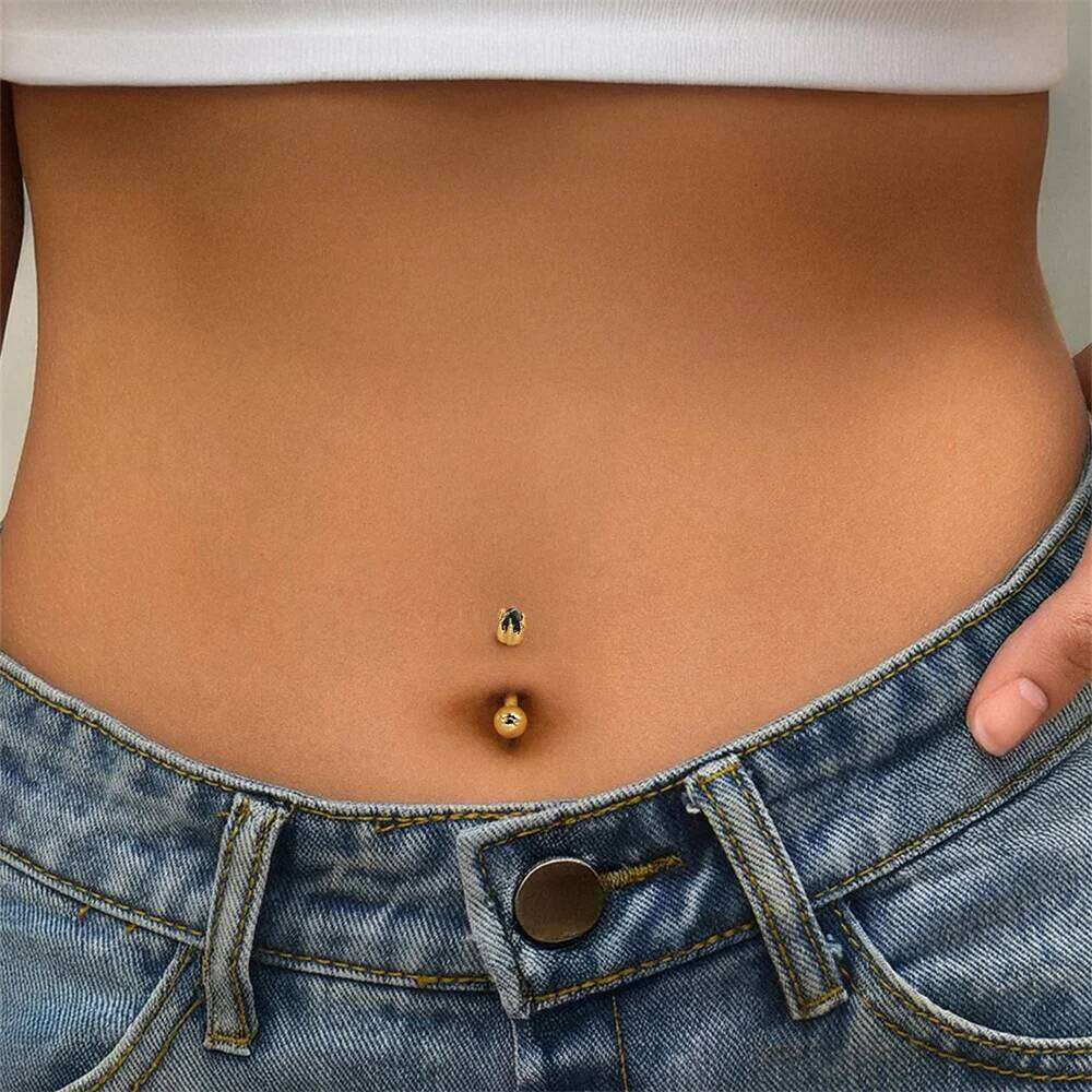 Aide 925 Sterling Silver 1Pc Simple CZ Nails Women's Personal Navel Puncture Belly Button Rings Piercing Jewelry