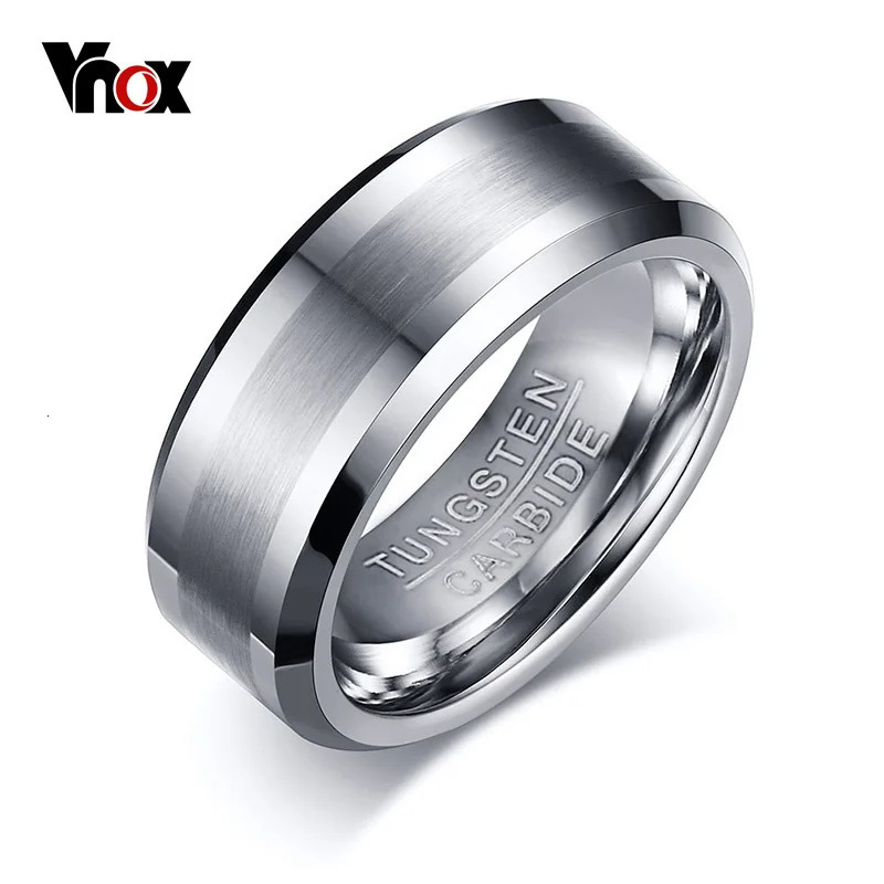 Vnox Classical 100 Tungsten Carbide Ring for Men Wedding Jewelry No Rust drop 251230