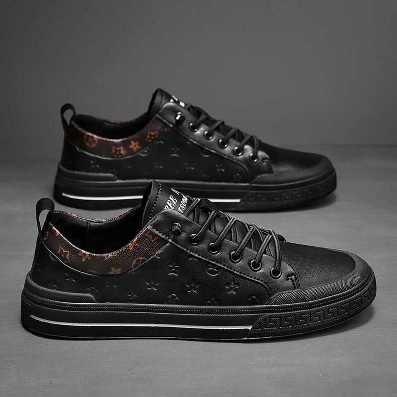 2026 Premium Genuine Leather Men's Footwear, Versatile Lace-Up Casual Shoes for All Seasons, Soft Cushioned White Fashion Sneakers