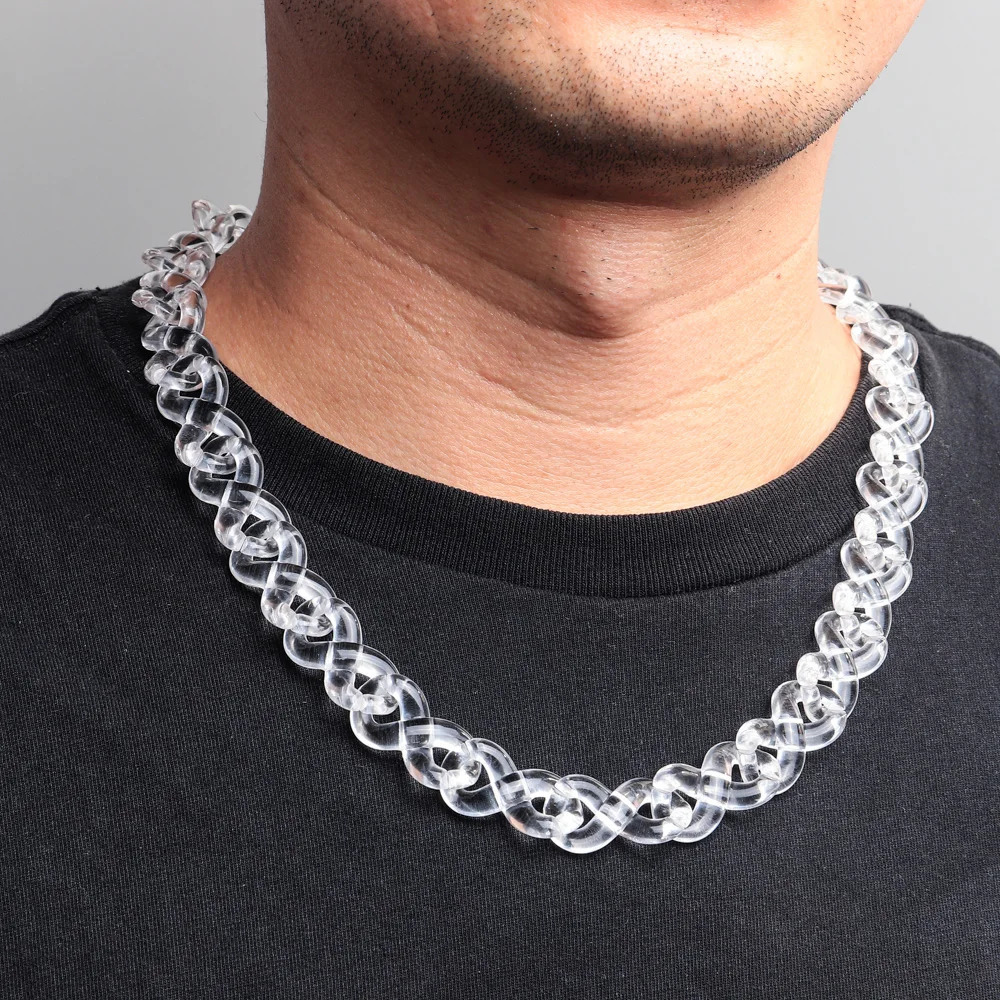 FishSheep Transparent Acrylic Infinity Chain Necklace for Man Women Punk Clear Resin Link Chain Necklace Mens Jewelry Gift 251230