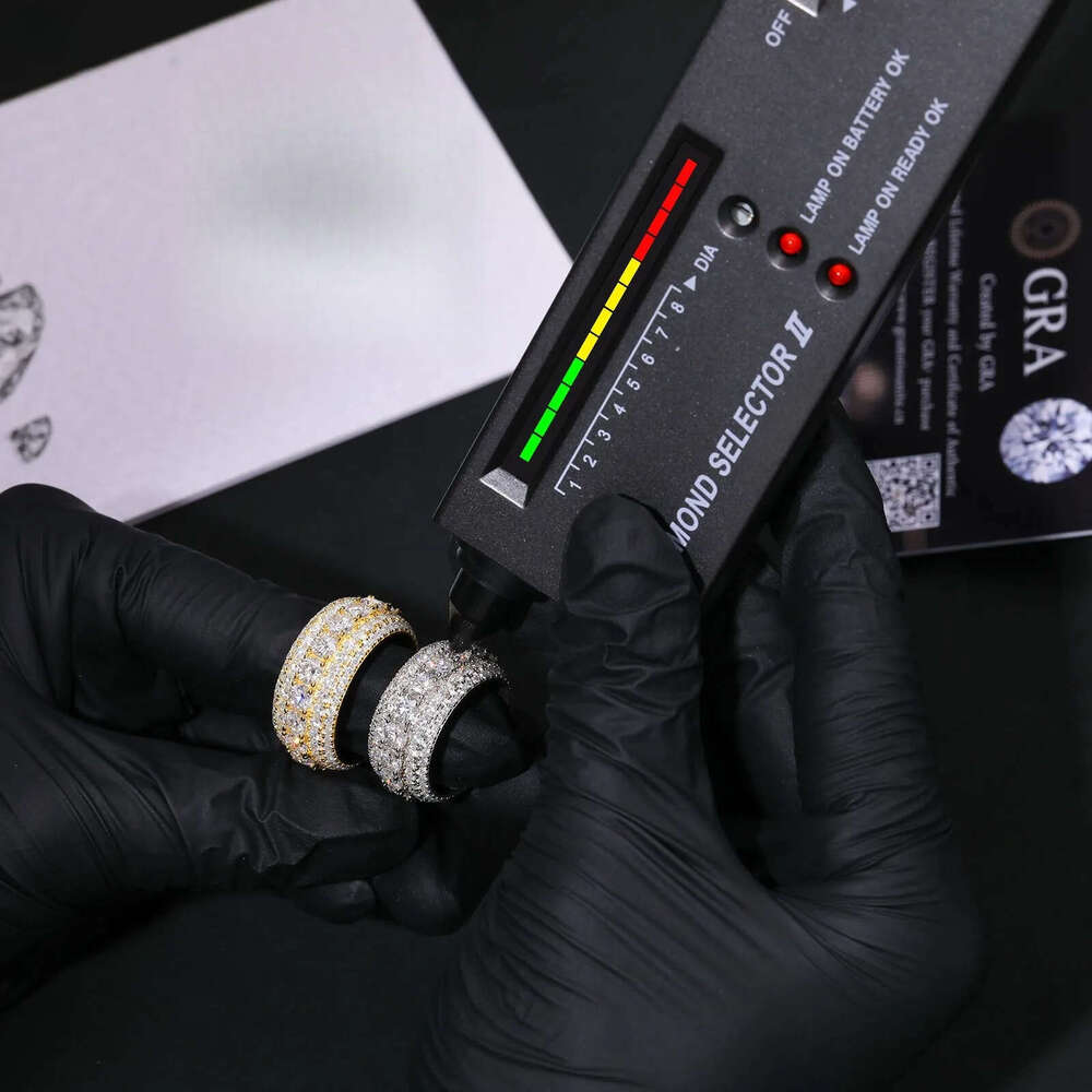 VVS 5 Rows ICED Men's Solid 925 Silver Moissanites Pinky Hip Hop Ring for Sale at Affordable Prices Moissanite Hip-Hop Bling Jewelry Rings GRA Ce