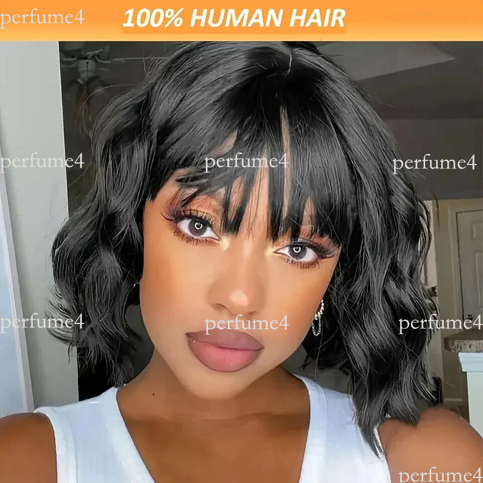 3X1 Middle Part Lace 200 Density Body Wave Wig With Bangs Brazilian Virgin Short Bob Human Hair Wigs 251106