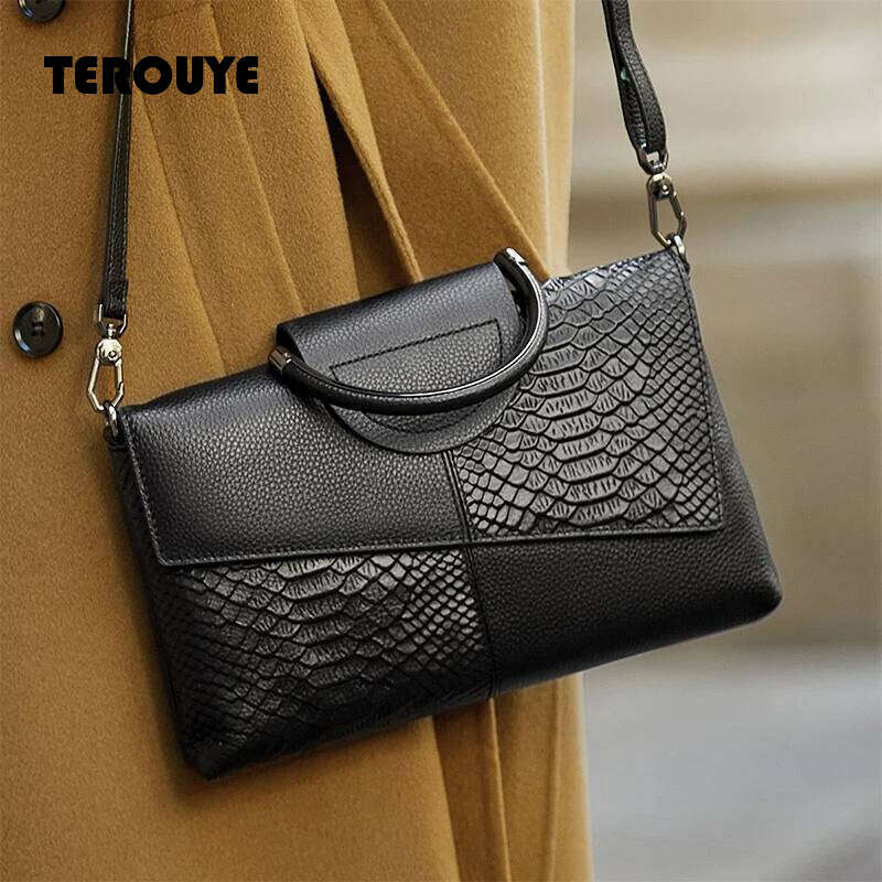 PU Synthetic Leather Women's Shoulder Crossbody Bag Fashion Casual Dinner Wedding Alligator Pattern Flap Handbag And Purse TEROUYE