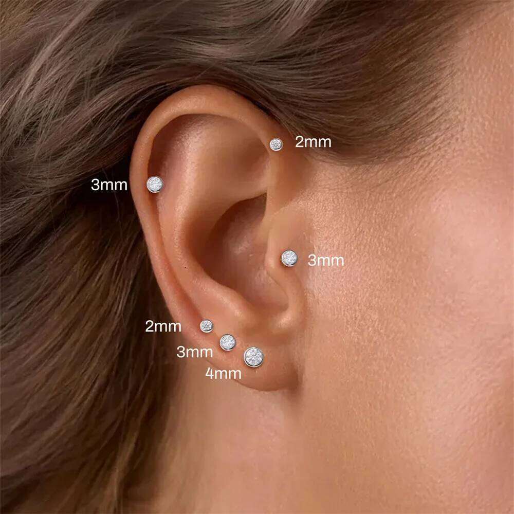 Aide Sparkling Moissanite Piercing Earring in 925 Sterling Silver for Women Luxury Diamond Ear Stack Perfect New Year's Gift