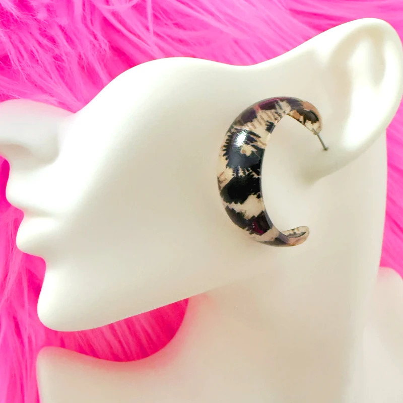 Y2K Jewelry Resin Leopard Print Earrings for Women Sexy Accessories Korean Fashion Geometric Cute Earrings Punk Goth Earrings 251230
