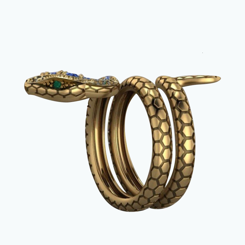 Luxury Brand Designer Jewelry Ebay Aliexpress Hot New Style Finger Hip-Hop Creative Domineering Money Snake Ring Sapphire Zircon Ring