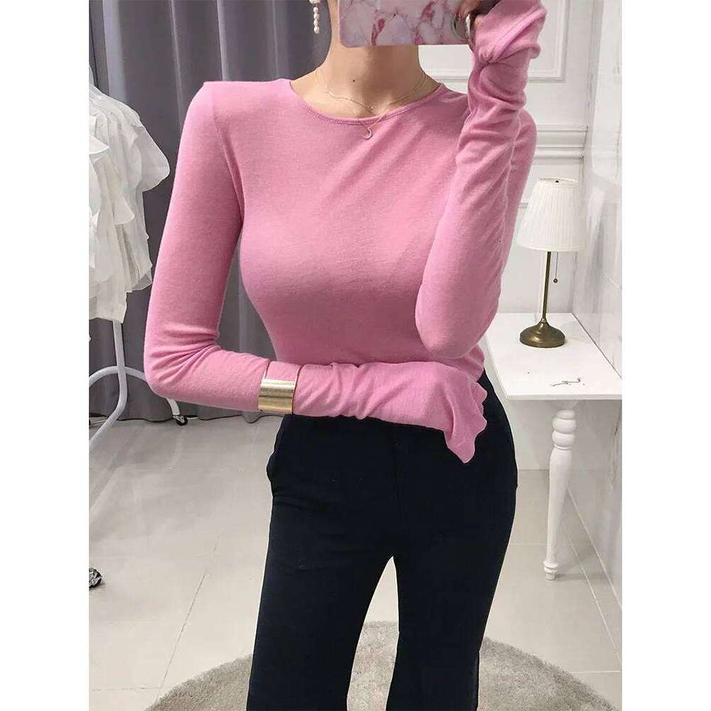 Sexy Women T-Shirt Long Sleeve Korean Style Slim Basic Elasticity Tshirt Top Womens Clothing T Shirt Femme