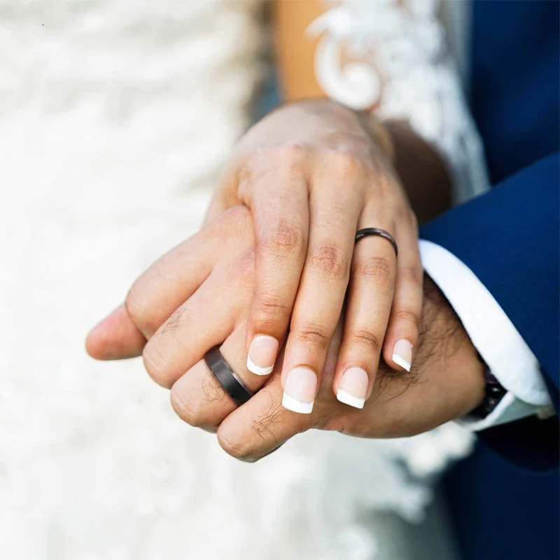 TIGRADE 4/6/8/mm Black Tungsten Carbide Ring Men Brushed Silver Color Wedding Band Women Engagement Rings For Male Jewelry 251230