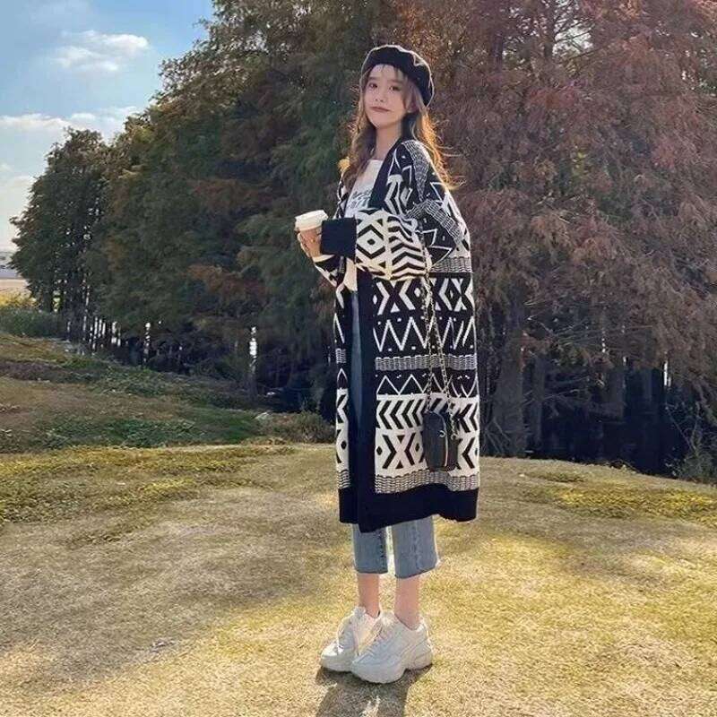 Loose Ladies Knit Sweaters Sleeve Office Wear Chic Y2k Clothing Sales Aesthetic Vintage Fall Light Long Women's Cardigans