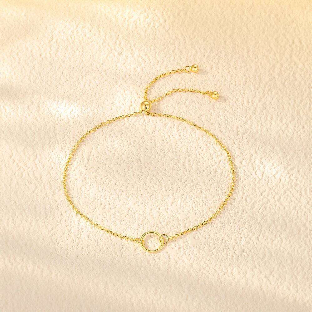 Aide 925 Sterling Silver Geometric Circle Pull Out Adjustable Chain Bracelet For Women High Quality Elegant K Gold Fine Jewelry