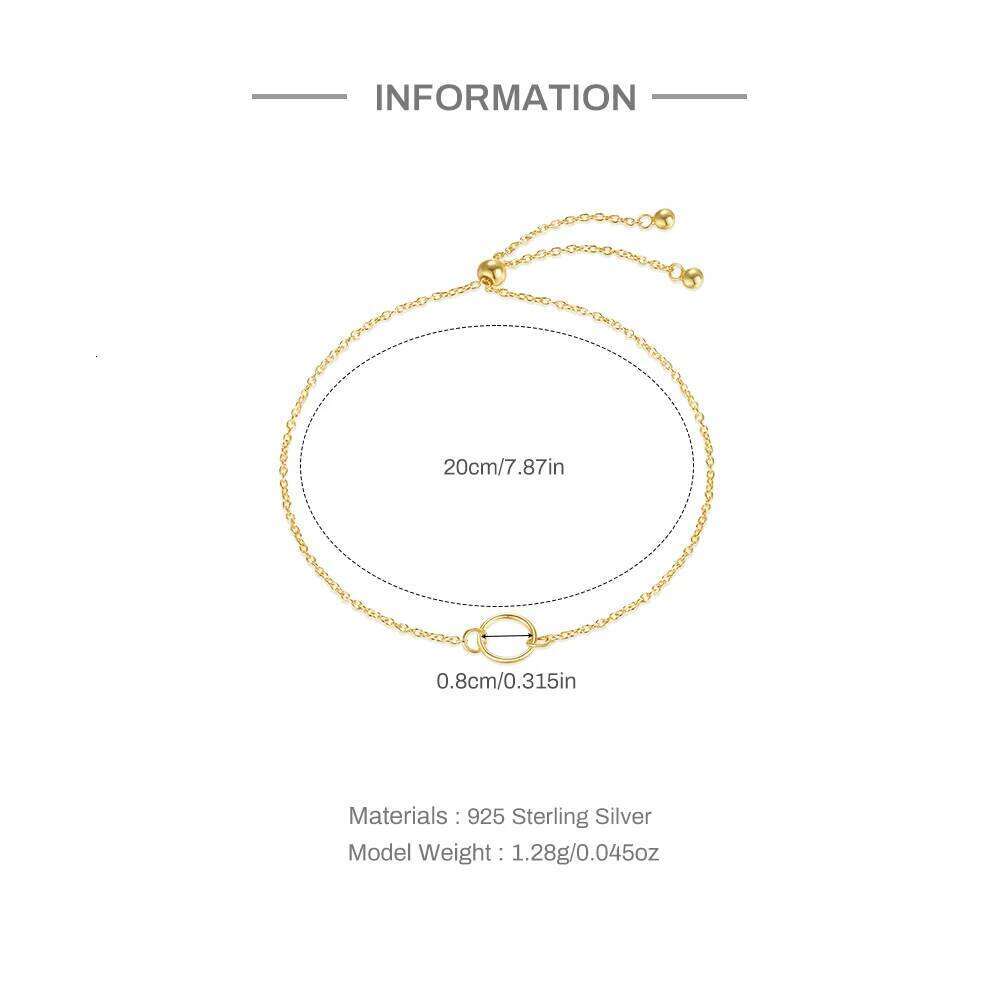 Aide 925 Sterling Silver Geometric Circle Pull Out Adjustable Chain Bracelet For Women High Quality Elegant K Gold Fine Jewelry