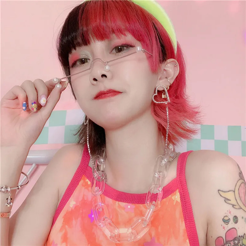 FishSheep Rock Punk Big Clear Acrylic Chain Chunky Choker Necklace Statement Resin Long Chain Pendant Necklace Women Jewelry 251230