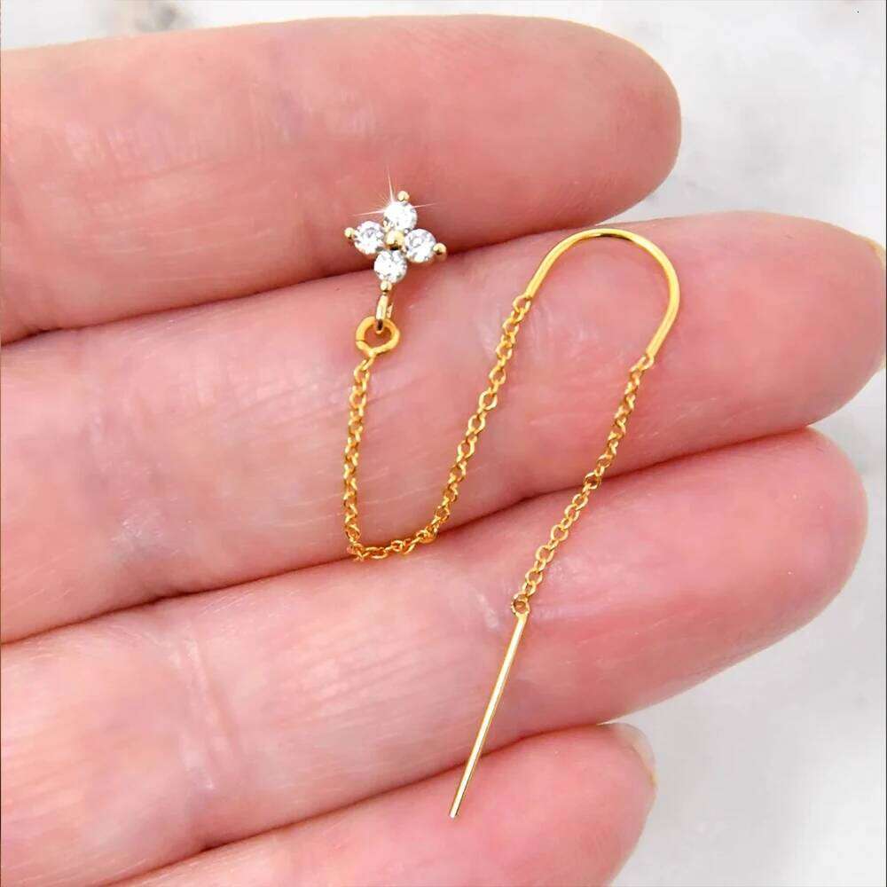 Aide 925 Sterling Silver Long Chain Flower Tassel Drop Earrings for Women Shining Zircon Dangle Earring Wedding Jewelly 1PC