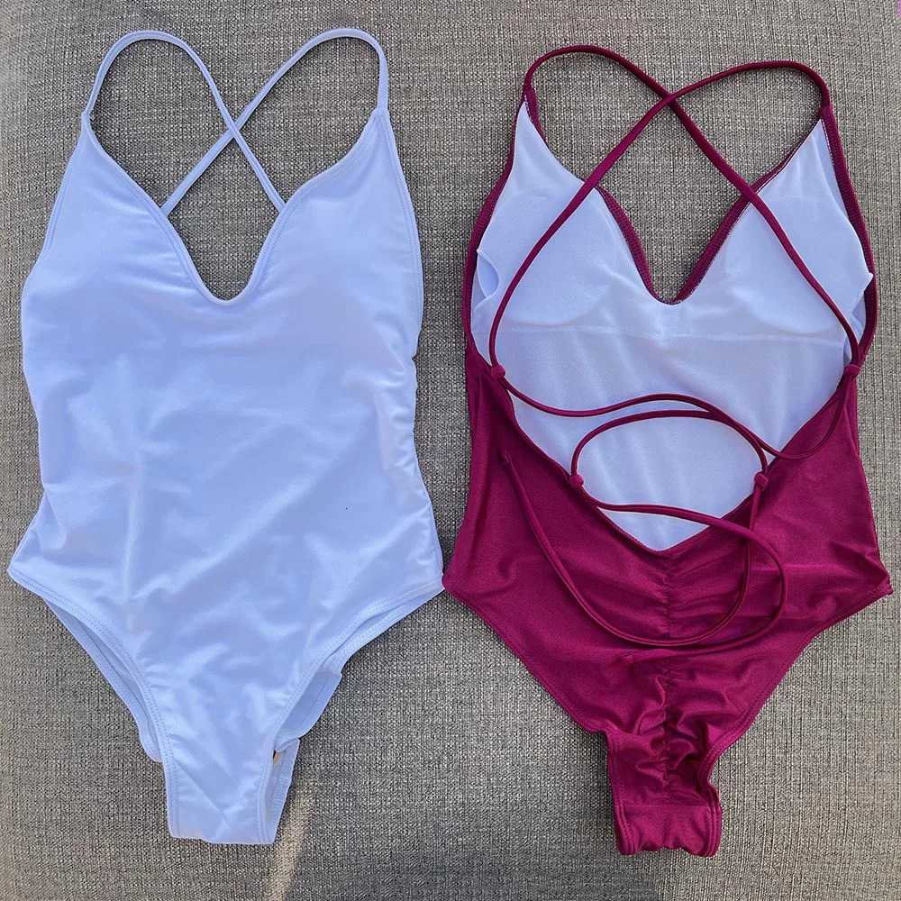 Sexy Padded One Piece Swimsuit Women Swimwear Solid Bathing Suit Monokini Swimming Summer Beachwear maillot de bain femme 251231