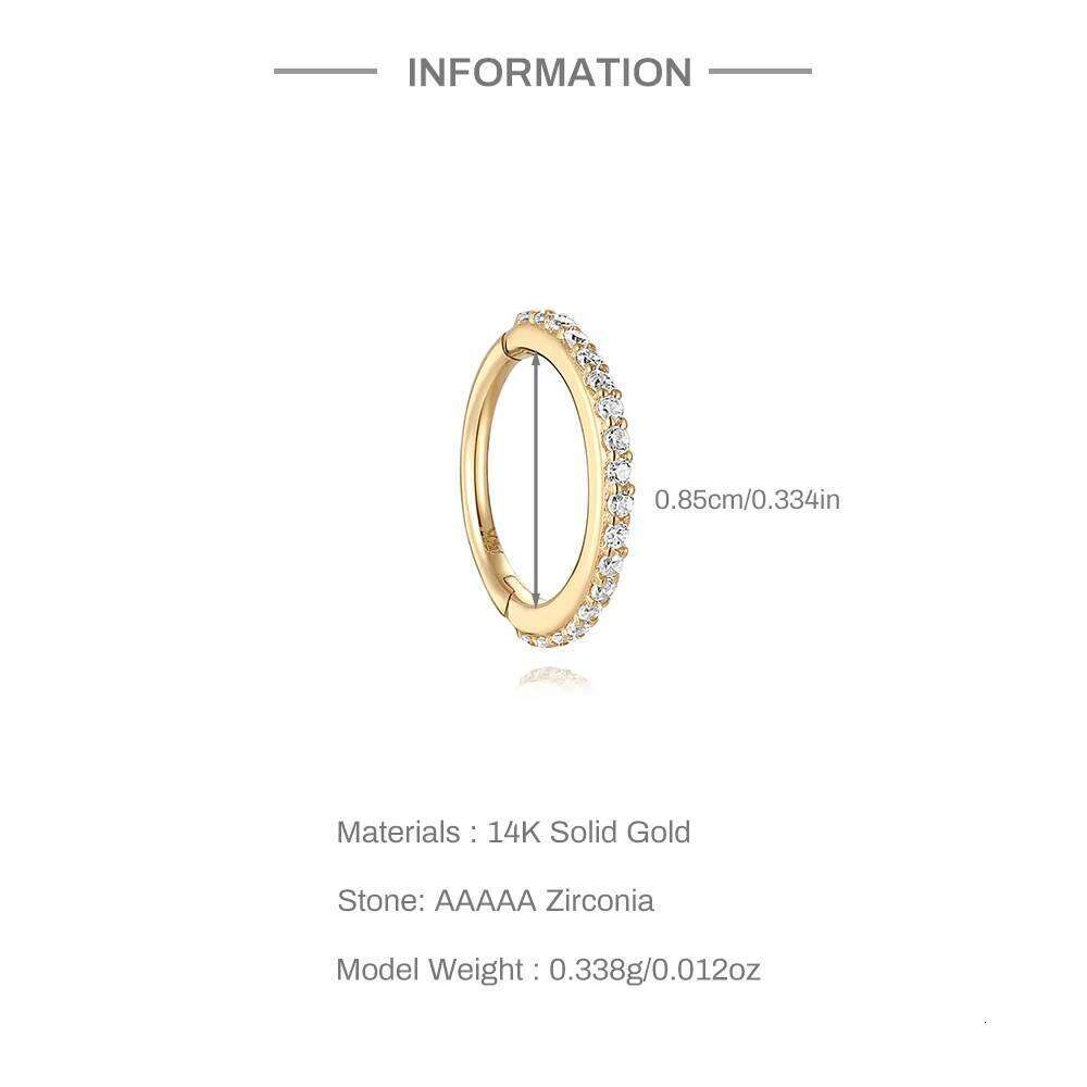 Aide 1pc Real 14K 5/6/7/8/9/10mm Hoop for Women Never Fade Gift Minimalist Earring Boho Exquisite Solid Gold Jewel