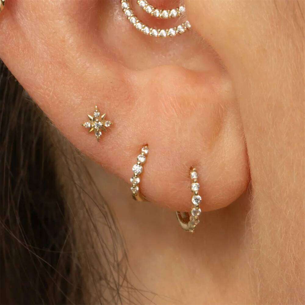 Aide 925 Sterling Silver Shiny Zircon Heart Flat Head Cartilage Piercing Earring For Women DIY Handmake Ear Bone Stud Pendientes