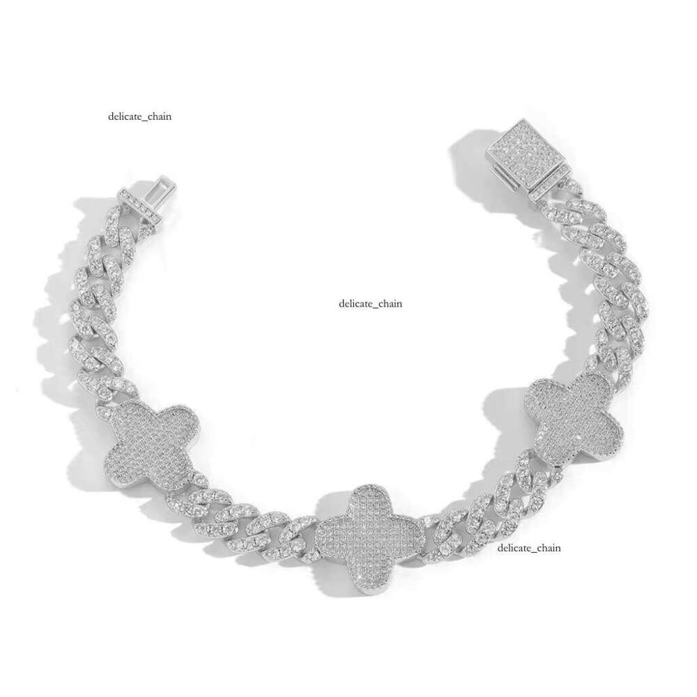 BESXL0402 Floral Hot Sale Four Necklaces New Design Shiny VVS Moissanite with Cuban Chain Link Gift