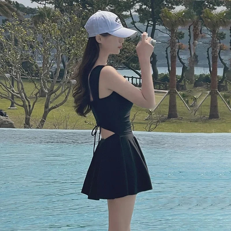 Summer Womens Solid Color Onepiece Swimsuit Slimming and Sexy Backless Tight Outdoor Party Pool 251231