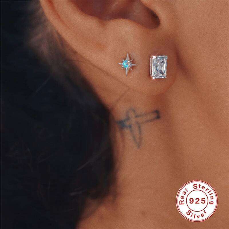 Aide 925 Sterling Silver Simple Luxury Opal Stud Earrings for Women Fashion Handmake Ear Bone Piercing Xmas Jewelry Accessories