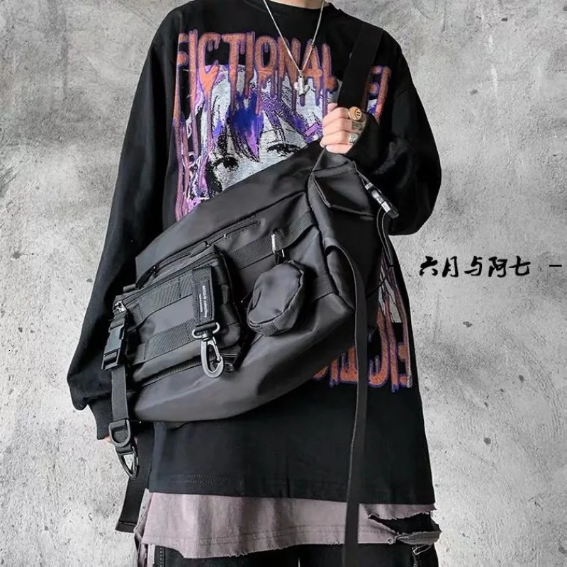 Shopper Nylon Shoulder Gothic Black Crossbody Messenger Tote Bags For Men Womens Hip Hop Techwear Satchel Waist Goth Postman 251230