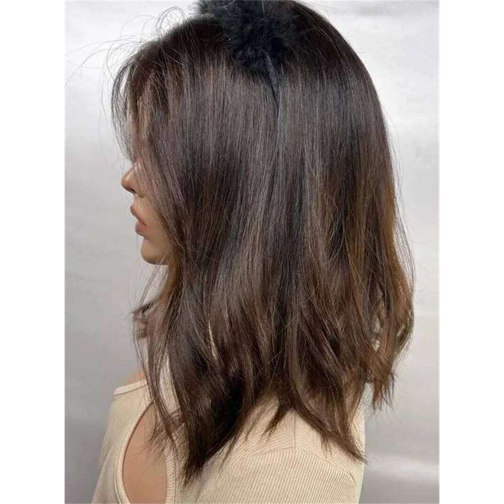 Ombre Brown Blonde Front 13x4 HD Synthetic Woman Wig Natural Wave Cosplay Daily WEar High Quality Short Bob Lace Wigs