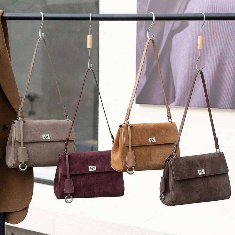 Autumn Winter Women S Suede Top Grain Leather Crossbody Handbag Luxury Shoulder Vintage Messenger Bag JINXIANGGUO TOTE