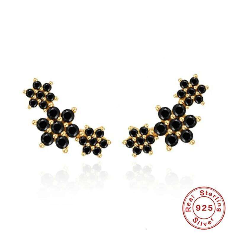 Aide 925 Sterling Silver Clear Black Zircon Crystal Three Flower Stud Earring 2020 Women Fashion Wedding Party Fine Jewelry