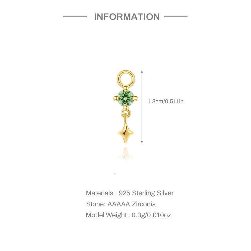 Aide 925 Sterling Silver Colors Crystal Pendant Stud Earring For Women Y2K Handmake Flat Back Gold Color Body Piercing