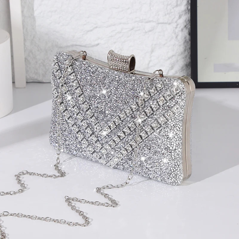 Bling Sequin Full Diamond Clutch Bag Sparkling Rhinestone Evening Bag Chain Banquet Wedding Dress Bridal Dinner Bag Women 251231