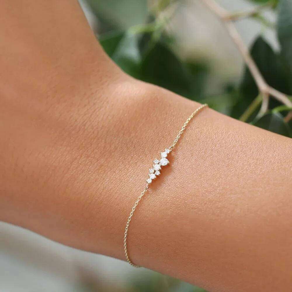 Aide 18k Gold Chain Bracelet for Women High Quality 925 Sterling Silver Geometry Cubic Zirconia Charm Bracelets Minimalist Jewel