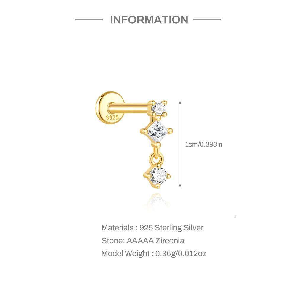 Aide 925 Sterling Silver 1PC Cartilage Spiral Puncture Stud Earring For Women Simple White Zircon Piercing Earrings Party Gift