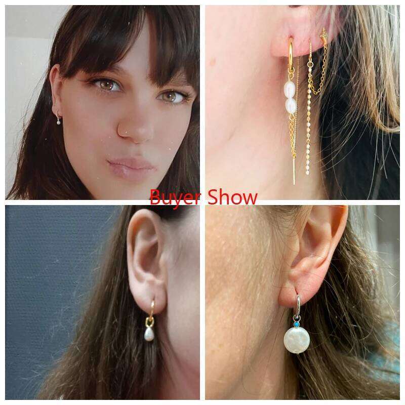 Aide 925 Sterling Silver Artificial Pearl Drop For Women Round Imitation Pearls Charm Dangle Earrings Party Jewelry