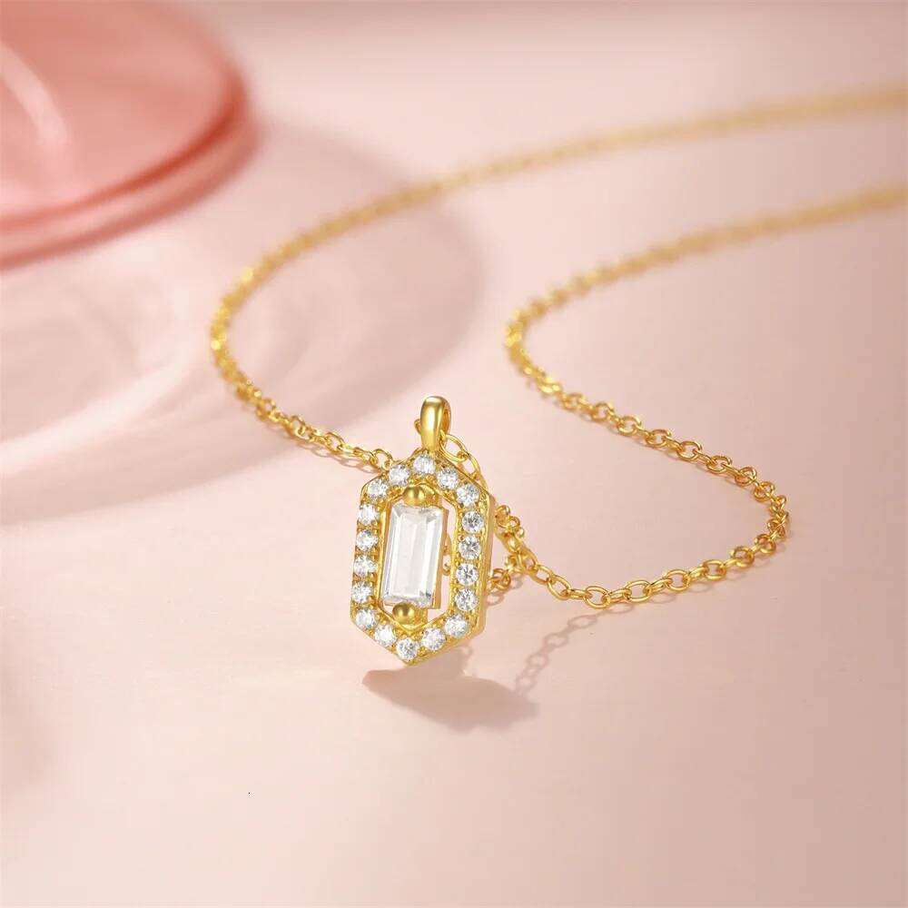 Aide French Bling Big Zircon Pendant Necklace 925 Sterling Silver 18k Gold Plated CZ Clavicle Chain Fashion Jewelry for Women