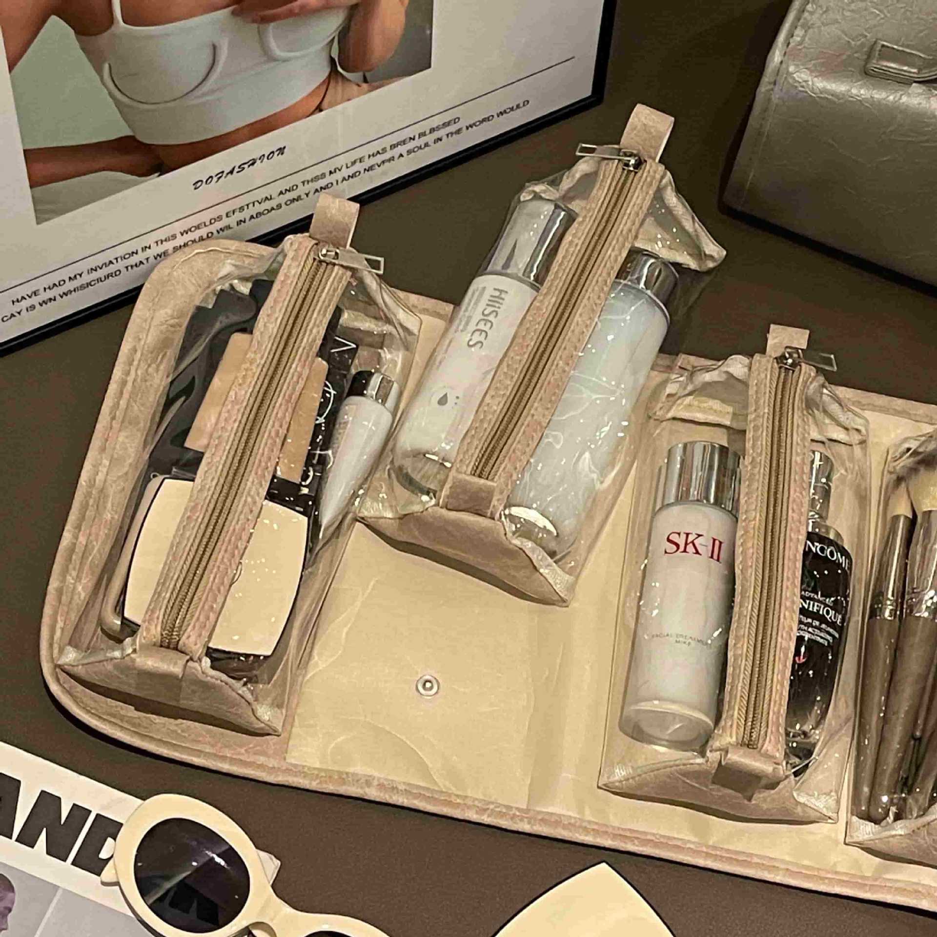 New Design Cross-border New fashionable Portable large-capacity detachable storage handbag cosmetic bag Free shipping