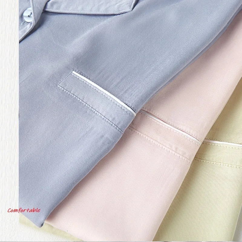 Women Sleepwear Casual Solid Color Long Sleeve Trousers Pajama Set Cotton Viscose Pajamas for 251231