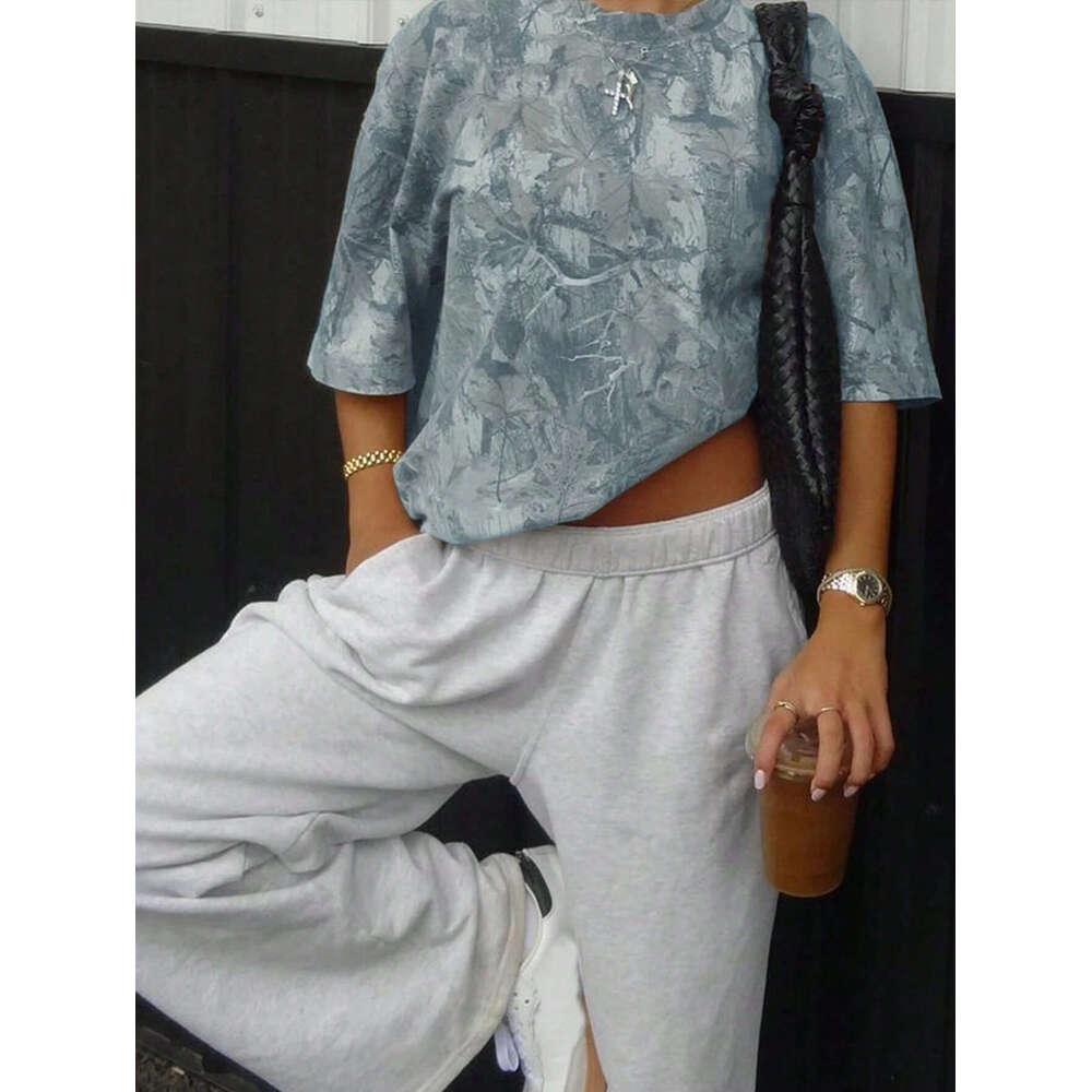 European and American Trend Round Neck Printed Short Summer Thin Trendy Brand Half Sleeve T-Shirt Loose Casual Cross-Border