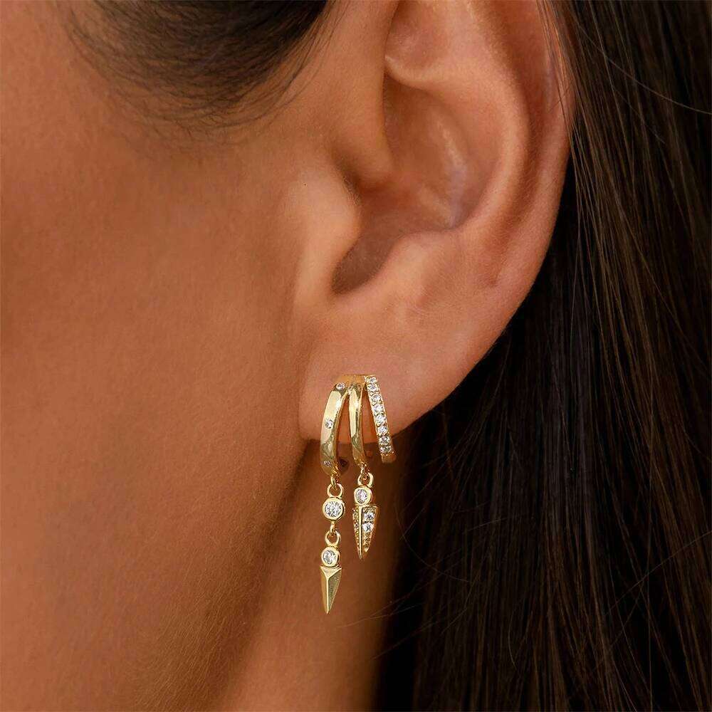 Aide 925 Sterling Silver Claws Stud Earrings Crystal New Modern Design Cross Rivet Pendant Accessories Women Drangles Jewelry